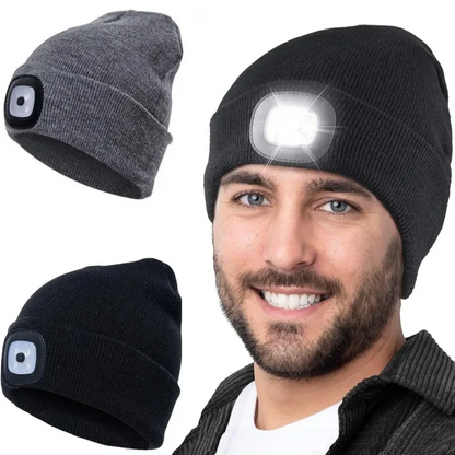 GlowGear™ LED Beanie Hat: USB Rechargeable Winter Headlamp Cap for Warmth & Hands-Free Light