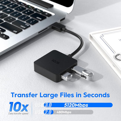 USB 3.0 Hub,  Ultra Slim USB Splitter with 4-Port USB 3.0 Data Hub Converter Adapter for Macbook, Mac Pro/Mini, Imac, Surface Pro, XPS, Notebook PC, USB Flash Drives, Mobile HDD, and More